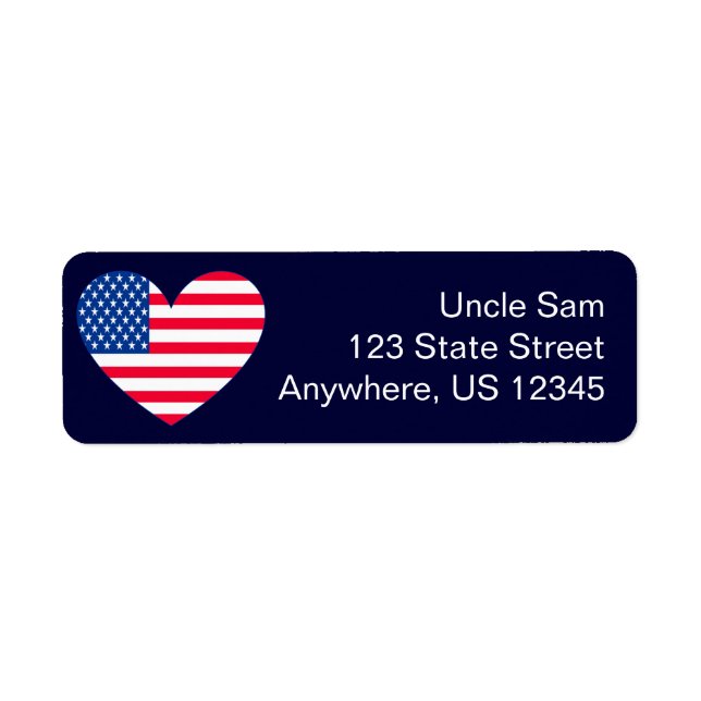 Etiqueta Patriotic US Flag Heart (Frente)