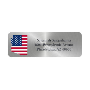 Etiqueta Patriótico arizona Silver American Flag