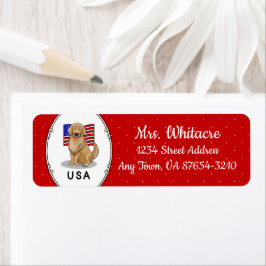 Etiqueta Patriótico do Cão Ouro de Bandeira Americano