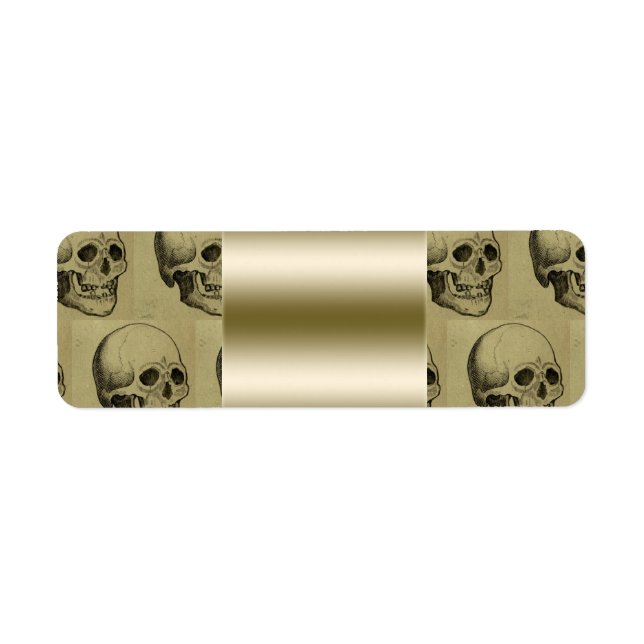 Etiqueta Patterno Gótico Dourado Halloween (Frente)