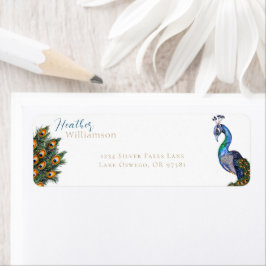 Etiqueta Pavão em Aquarela Elegante