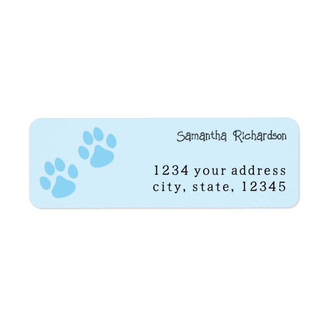 Etiqueta Pawprint Animal Azul-Cinto (Frente)