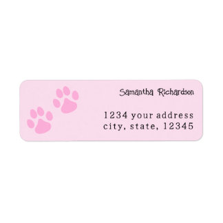 Etiqueta Pawprint Animal da Rosa claro branca