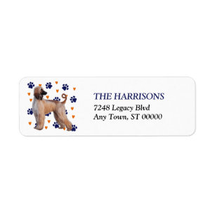 Etiqueta Pawprint Heart Afghan Hound Dog Return Address