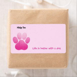 Etiqueta Pawprint Puppy / Pink Em Rosa / Life Is Better Cog