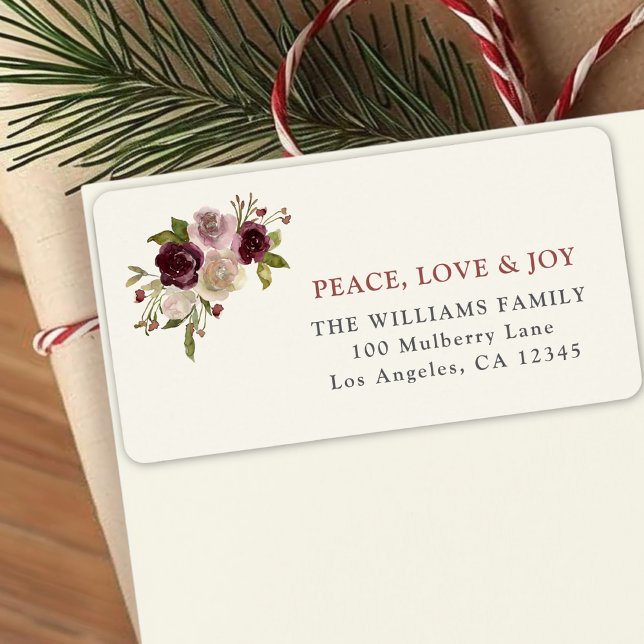 Etiqueta Paz, amor e alegria, Buquê de inverno (Criador carregado)