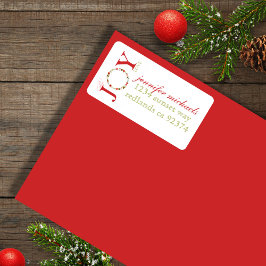 Etiqueta Paz Joy Love Wreath Christmas Address Label