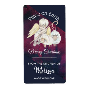 Etiqueta Paz na cozinha pastoral do Natal do pastor da