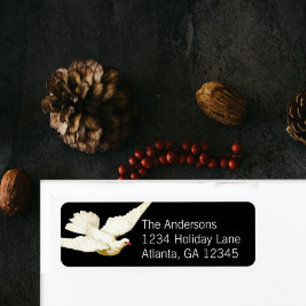 Etiqueta Paz para todas as pombas brancas elegantes em pret