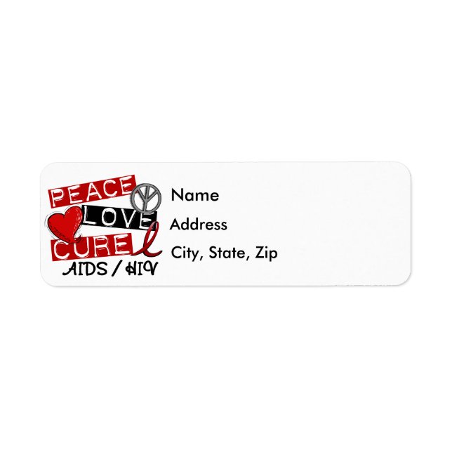 Etiqueta Peace Love Cure AIDS HIV (Frente)
