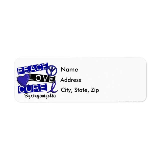Etiqueta Peace Love Cure Syringomyelia (Frente)