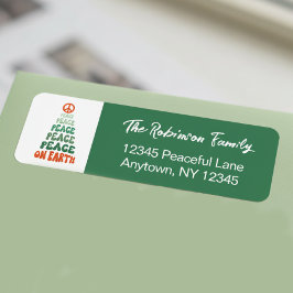 Etiqueta Peace on Earth Retro Font Custom Holiday