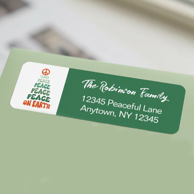 Etiqueta Peace on Earth Retro Font Custom Holiday (Criador carregado)