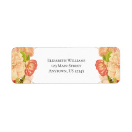 Etiqueta Peach Dourado Watercolor Flowers Endereço de Devol
