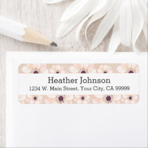 Etiqueta Peach Floral Girly Watercolor Patterno