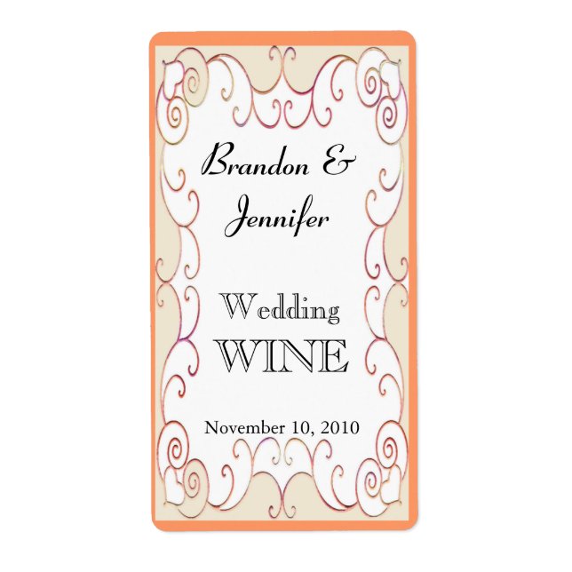 Etiqueta Peach Flourish Wedding Mini Wine Labels (Frente)