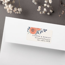 Etiqueta Peach Poppies Endereço de Devolução