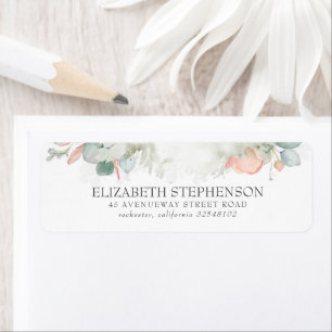 Etiqueta Peach Watercolor Flowers Elegante