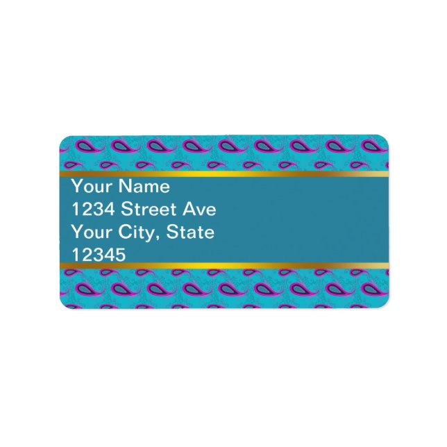 Etiqueta Peacock Blue Paisley (Frente)