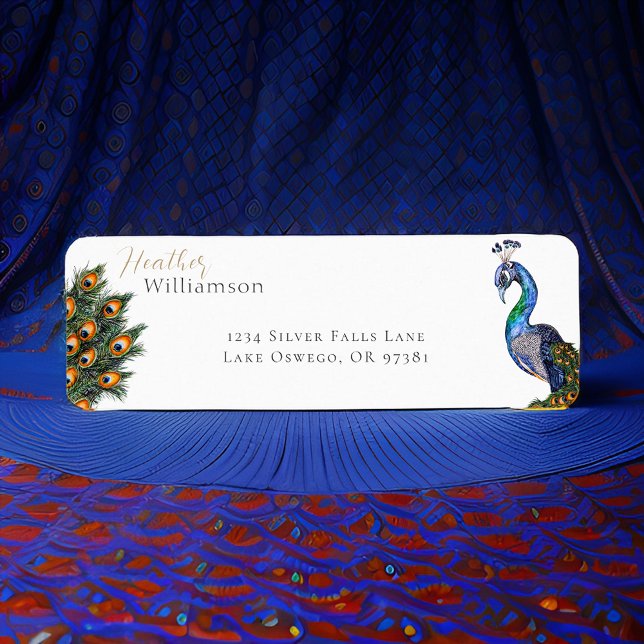 Etiqueta Peacock de Aquarela Elegante (Criador carregado)