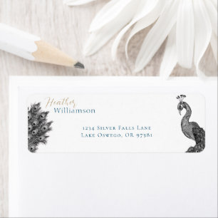 Etiqueta Peacock de Aquarela Elegante