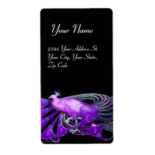 ETIQUETA PEACOCK ELEGANTE EM PURA E NEGRA