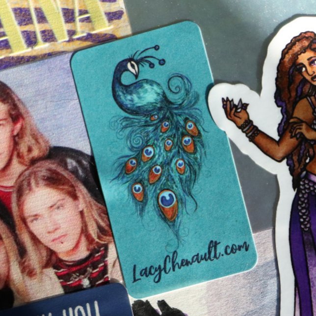 Etiqueta Peacock Feather Teal Peacocks (Criador carregado)