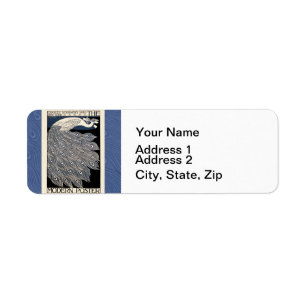 Etiqueta Peacock Vintage Blue Art Nouveau Art