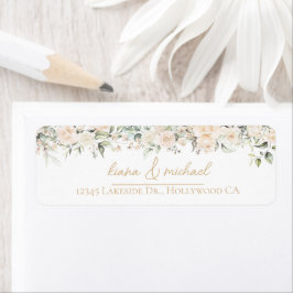 Etiqueta Pearl Blush Floral Wedding Border Names ID989