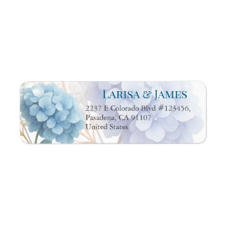Etiqueta Pearl Hydrangea Blue Waterercolor Casamento Românt