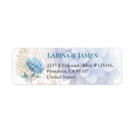 Etiqueta Pearl Hydrangea Blue Waterercolor Casamento Românt