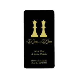 Etiqueta Peças Douradas de Xadrez Rainha e Rainha para Casa