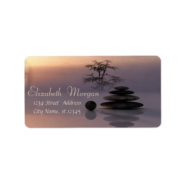 Etiqueta Pedras Zen, Bambu, Relaxar (Frente)