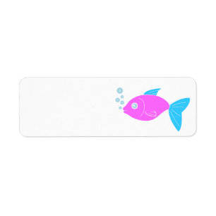 Etiqueta Peixe engraçado rosa