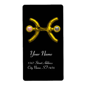 Etiqueta PEIXES ZODIAC ANIVERSÁRIO Pérolas brancas cor-de