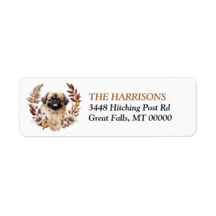 Etiqueta Pekingese Dog Autumn Wreath