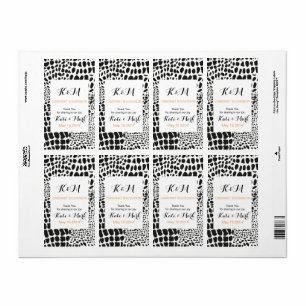 Etiqueta Pele animal em preto e branco