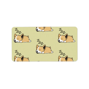 Etiqueta Pembroke Welsh Corgi Amante de Cachorro Adormecido