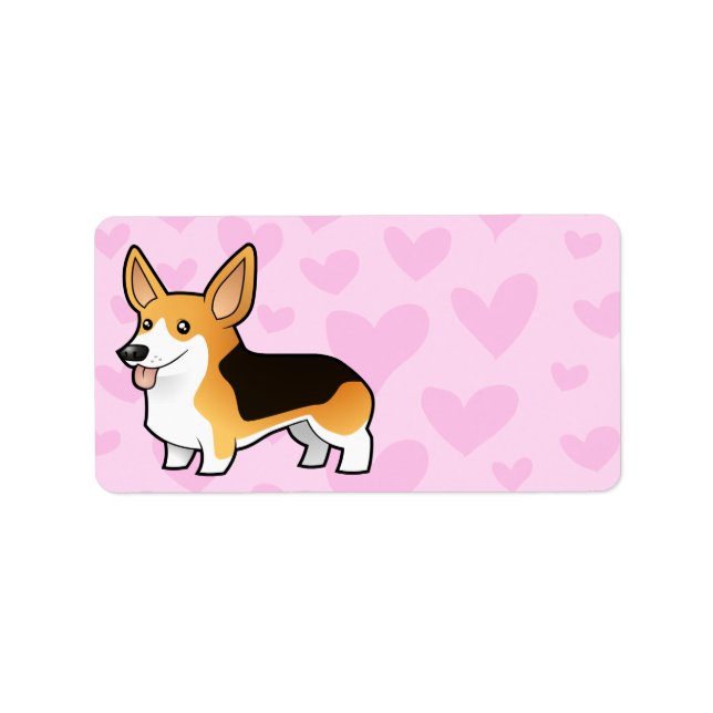 Etiqueta Pembroke Welsh Corgi Love (Frente)