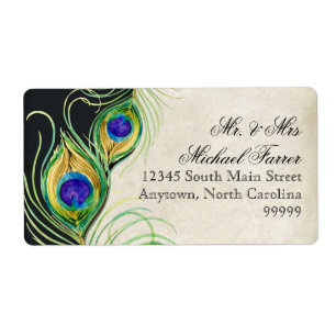 Etiqueta Penas de Penas Modernas Rótulos de Casamento