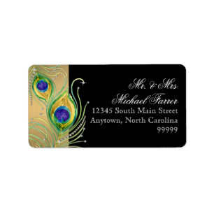 Etiqueta Penas Peacock Modern Faux Jewel Scroll Swirl