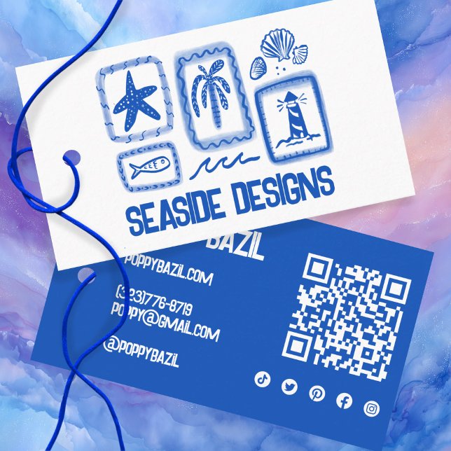 Etiqueta Pendente Personalizada Código QR do Ícone (BEACH Social Icon QR Code CUSTOM Hang Tag
)