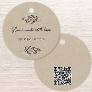 Etiqueta Pendente Preço QR code Marrom Feito à Mão