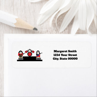 Etiqueta Penguin Music Banda Personalize Endereço de Retorn