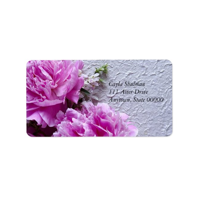 Etiqueta Peônias cor-de-rosa em texturas (Frente)