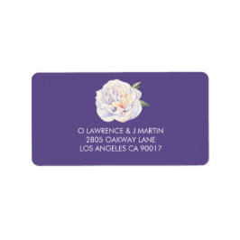 Etiqueta Peony Floral Watercolor Violeta