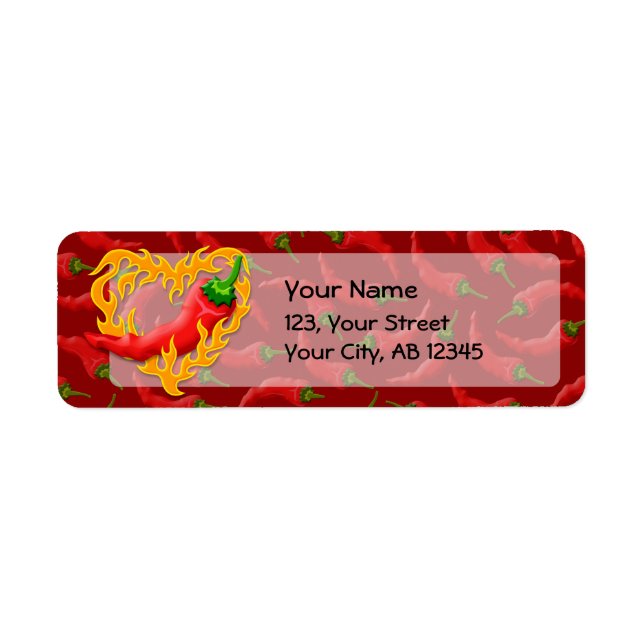 Etiqueta Pepper Chili com Flame Heart (Frente)