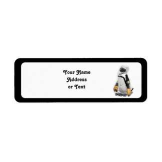 Etiqueta Pequeno Pinguim Vestindo Hockey Gear