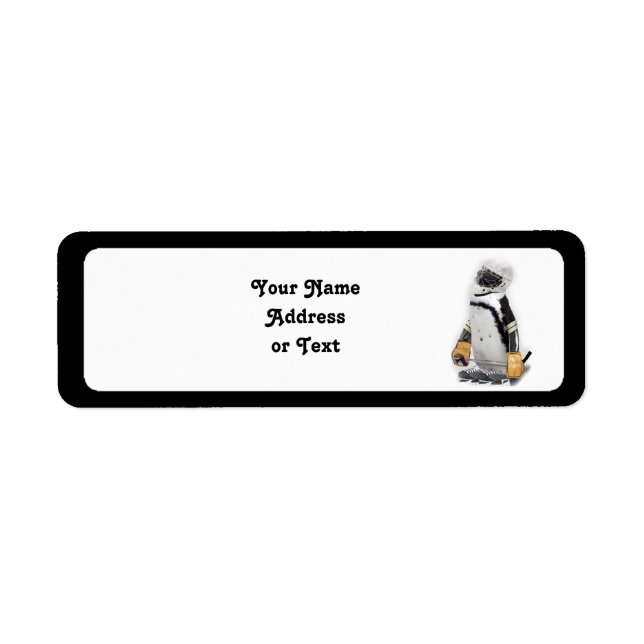 Etiqueta Pequeno Pinguim Vestindo Hockey Gear (Frente)