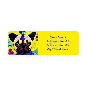 Etiqueta Pequeno Pug Puppy Como Design